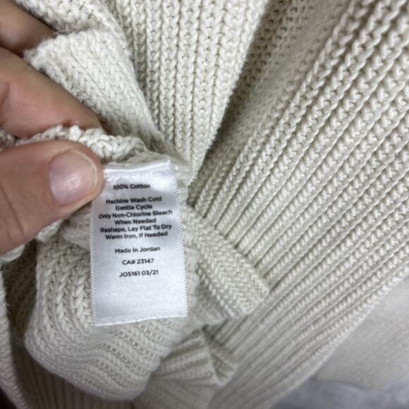 Talbots Womens Chunky Knit Sweater Small White Cream Long Sleeve Pullover Cotton - Picture 8 of 8